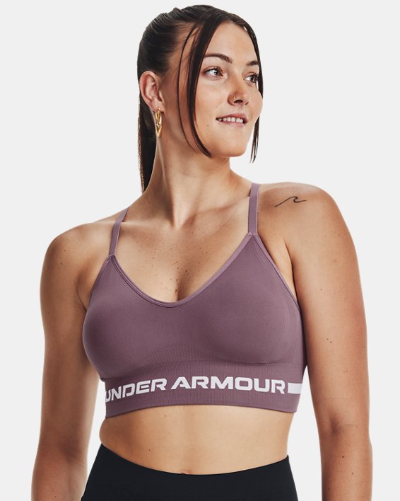 Women's UA Seamless Low Long Sports Bra, Purple, pdpMainDesktop image number 2